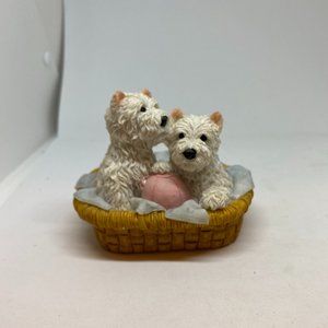 Adorable Signed Trinket box with Westies  West Highland Terrier Resin Sculpture